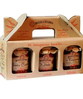 "I 3 Tesori" Typical Calabrian Sauces Trio: Bomba Calabrese, 'Nduja, Tropeana 180 gr x 3