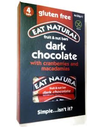 Eat Natural Gluten Free Cranberries Macadamias & Dark Chocolate Bars 4 x 33g