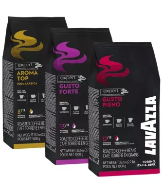 Lavazza Expert Aroma Top, Gusto Forte and Gusto Pieno Coffee Bean Tasting Set 1 kg x 3