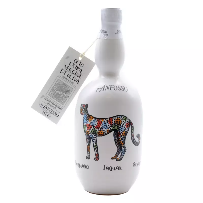 Leopard Ceramic Bottle with Extra Virgin Olive Oil 500 ml