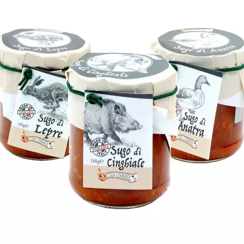 Lombardi Tuscan Ragu Sauces Trio: Hare Wild Boar and Duck 180 gr x 3
