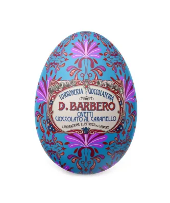 Metal egg tin with chocolate eggs and caramel 100 g