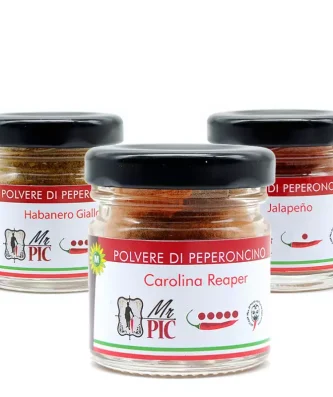Mr Pic Chilli Powders Trio: Carolina Reaper, Yellow Habanero and Jalapeño 15 gr x 3