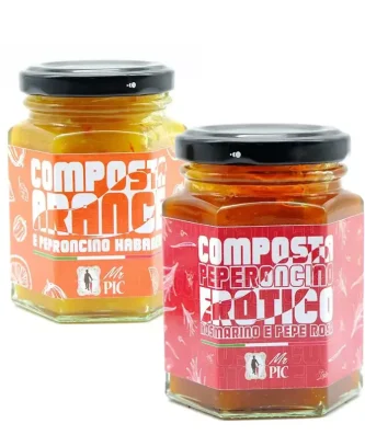 Mr Pic Spicy Compotes set: Oranges and Habanero Chilli and Erotico® Chilli, Rosemary and Pink Pepper 110 gr x 2
