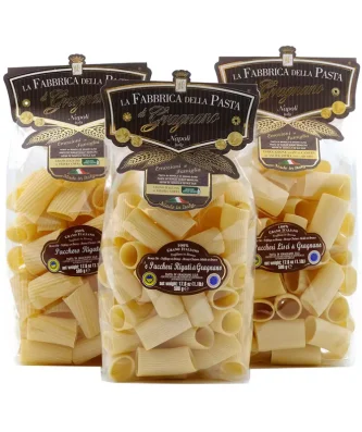 Paccheri Gragnano Pasta PGI Trio - Paccheri Lisci, Paccheri Rigati and Pacchero Rigatello 500 gr x 3