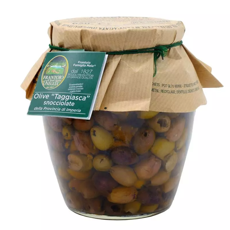 Pitted Ligurian Taggiasche Olives in extra virgin olive oil 480 gr