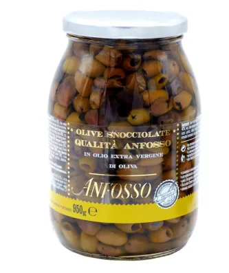 Pitted Olives in Extra Virgin Olive Oil Anfosso 950 gr