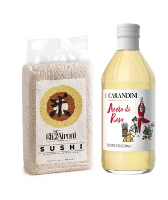 Sushi Kit: Gli Aironi Rice 1 kg and Carandini Rice Vinegar 500 ml