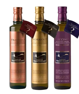 Terre Francescane Monocultivar Extra Virgin Olive Oil Selection: Frantoio, Moraiolo and Leccino 500 ml x 3