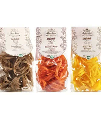 Tris Tagliatelle Bio Gluten Free Pasta Natura with Red Lentil, Corn and Rice Flour and Buckwheat 250 gr x 3