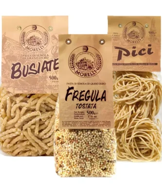 Tris Typical Regional Pasta Morelli Fregula Tostata, Pici and Busiate 500 gr x 3