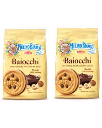 Biscoito Baiocchi com Creme de Avelã / Baiocchi Biscuits with Hazelnut Spread MULINO BIANCO - 260g