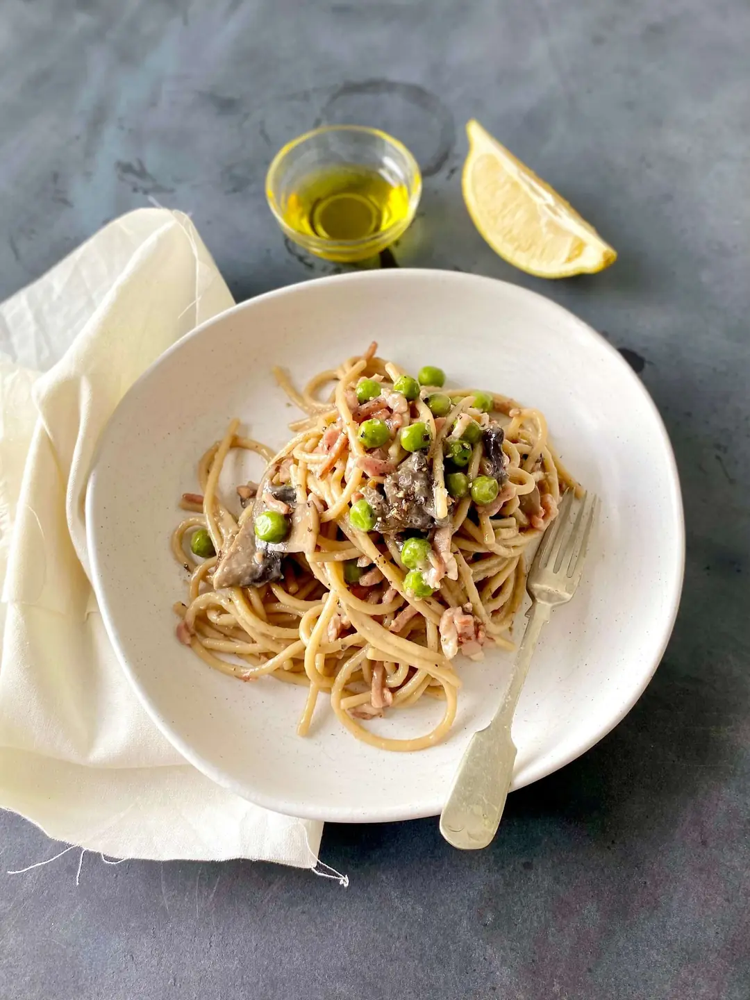 Creamy Dairy-Free Coconut Cream Carbonara Pasta