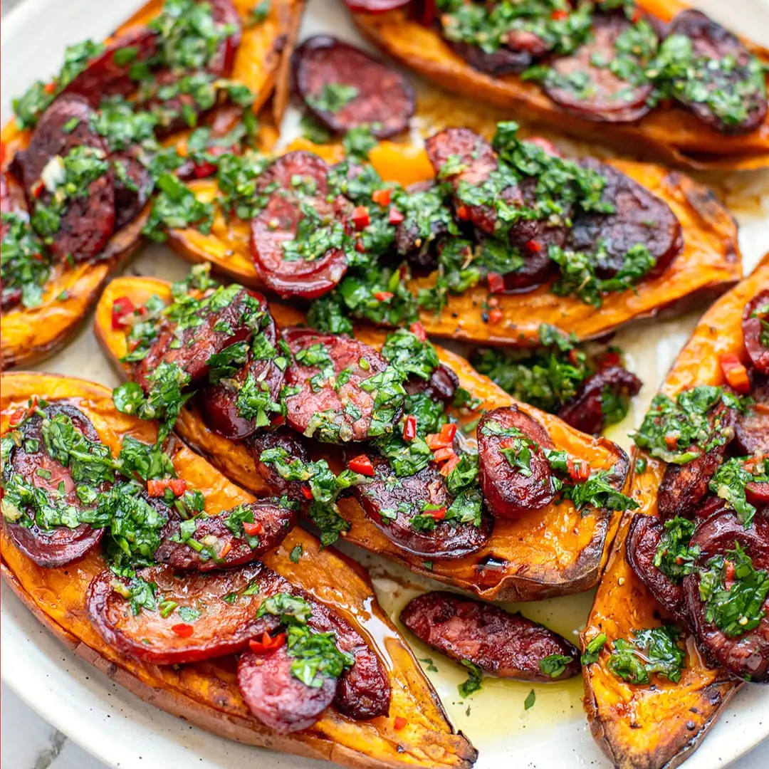 Chorizo & Chimichurri Sweet Potatoes