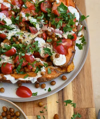 Sweet Potatoes & Chickpeas with Tahini