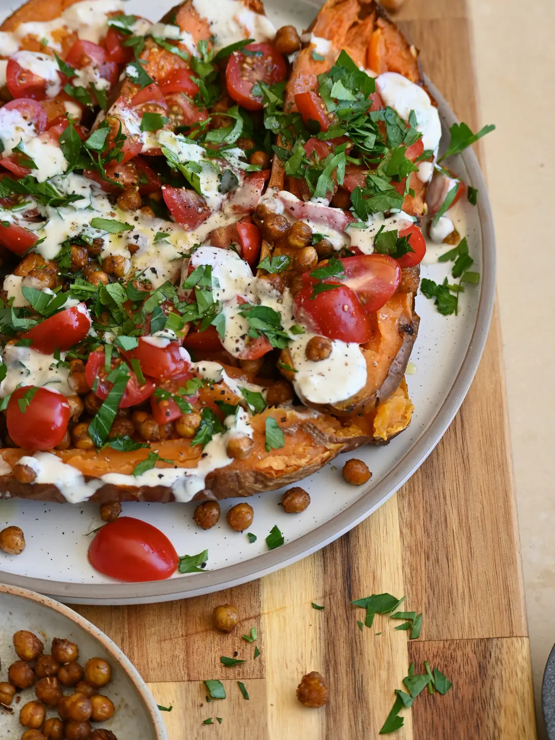 Sweet Potatoes & Chickpeas with Tahini