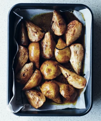 Honey Caramel Roasted Pears