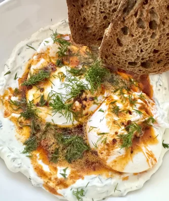 Çilbir Eggs with Labneh