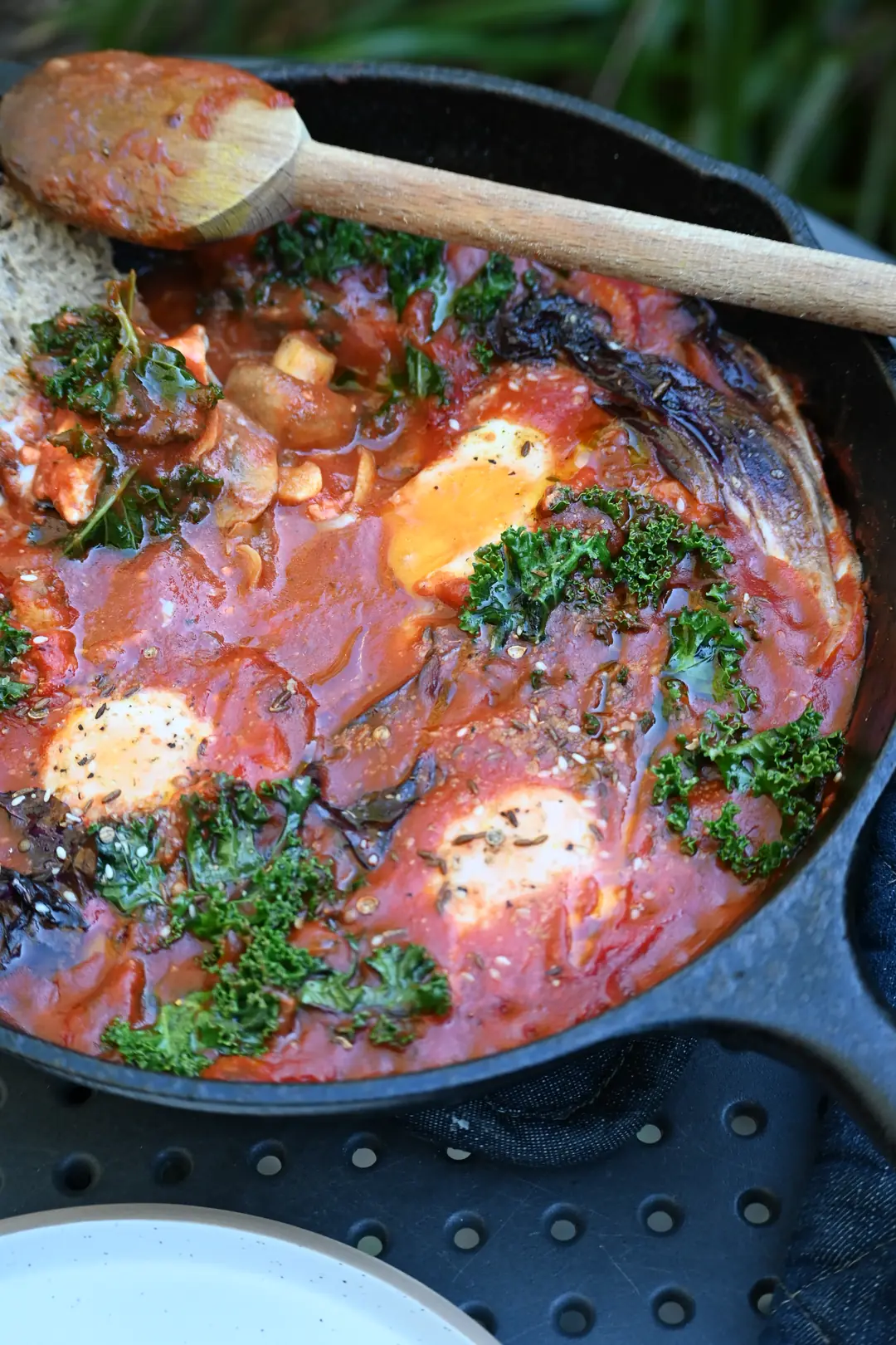 Shakshuka with Mushrooms, Kale, Radicchio, and Zaatar