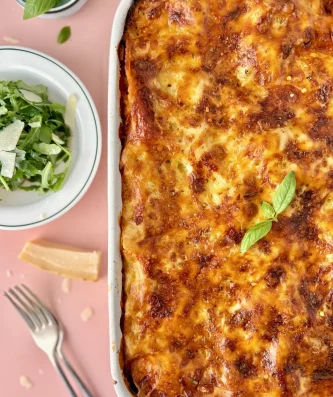 Spicy Beef Lasagna (Veggie Loaded with Creamy Béchamel)