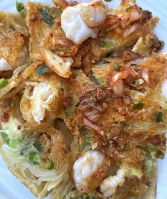 Korean Prawn and Noodle Seafood Pancake 🦐