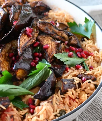 Eggplant Pilaf with Moroccan Spices