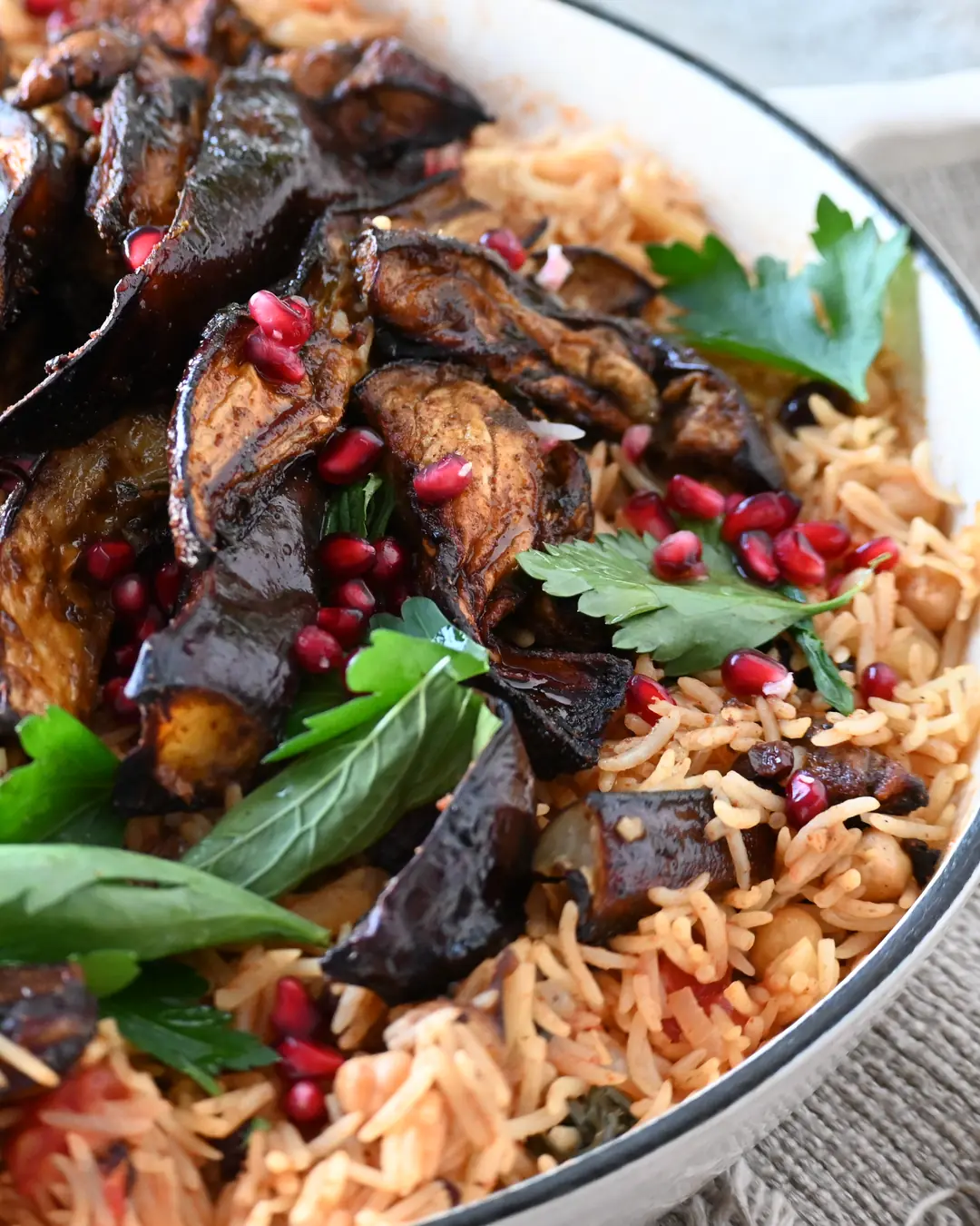 Eggplant Pilaf with Moroccan Spices