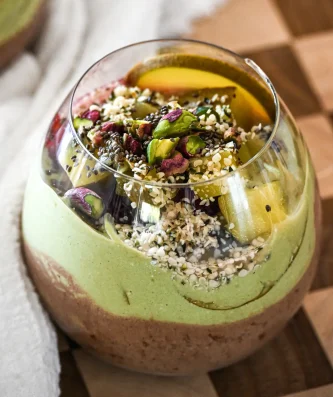 Choc Matcha Chia Pudding (High Protein)