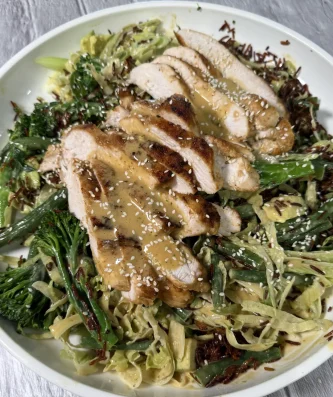 Grilled Chicken Crispy Rice Salad