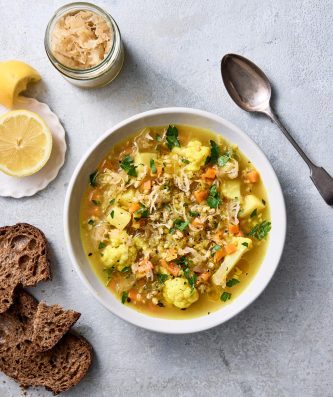 Vegetable and Barley Soup with Sauerkraut
