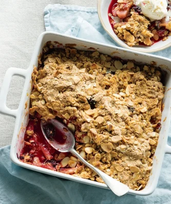 Apple, Rhubarb & Blackberry Crumble