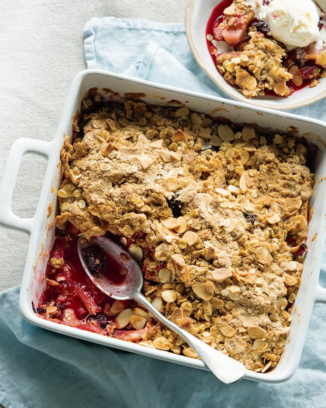 Apple, Rhubarb & Blackberry Crumble