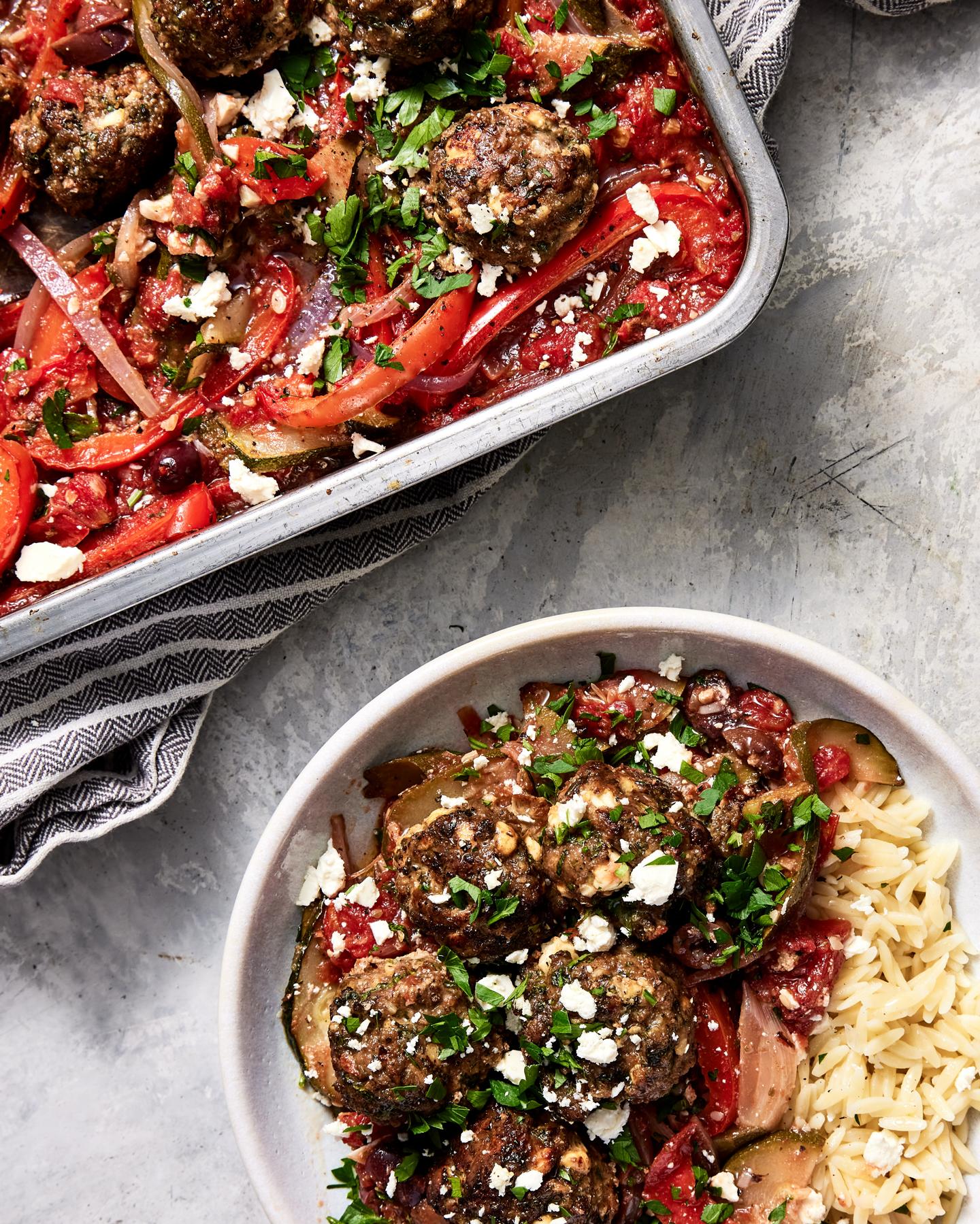 Greek Meatballs with Summer Vegetables